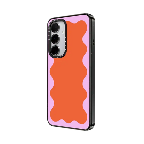 Pink Wavy Border on Orange