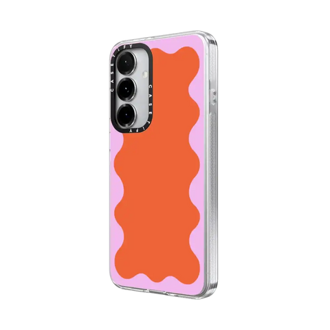 Pink Wavy Border on Orange