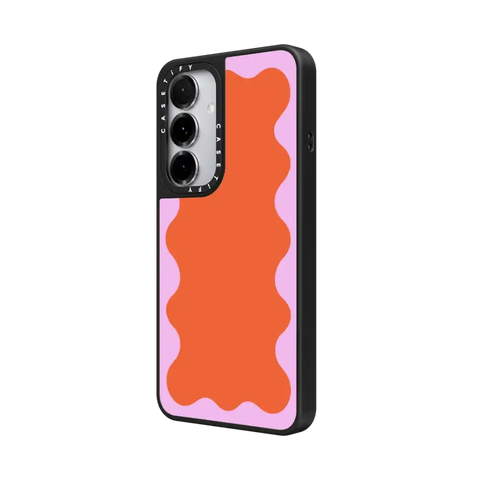 Pink Wavy Border on Orange