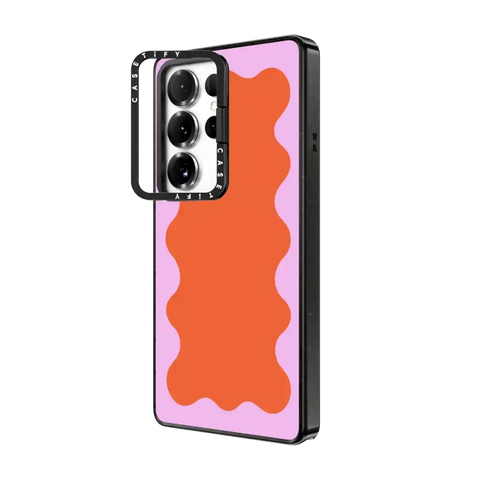 Pink Wavy Border on Orange