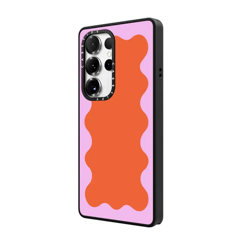 Pink Wavy Border on Orange