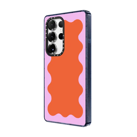 Pink Wavy Border on Orange