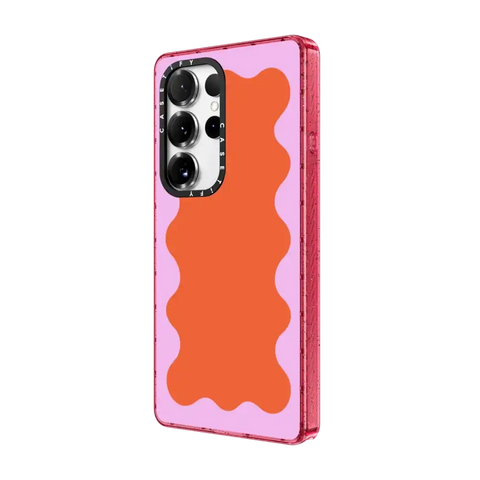 Pink Wavy Border on Orange