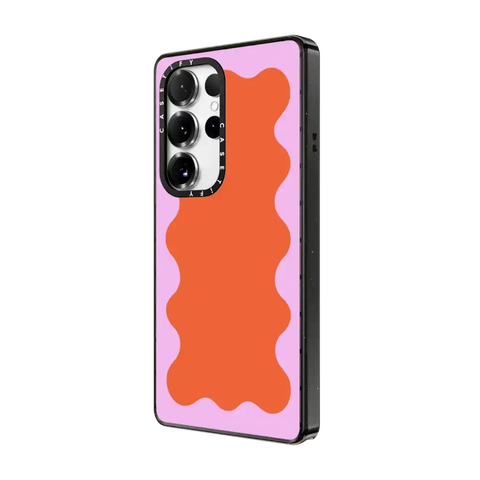 Pink Wavy Border on Orange