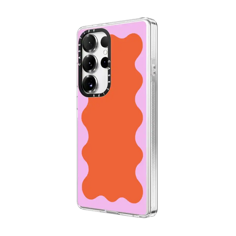 Pink Wavy Border on Orange