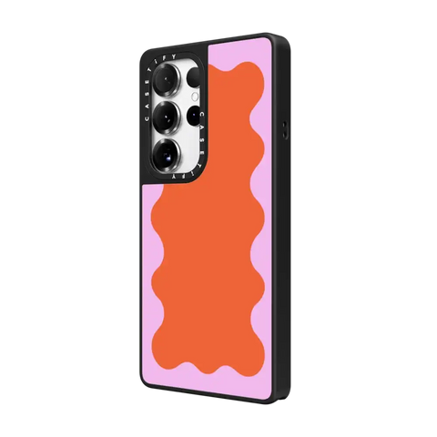 Pink Wavy Border on Orange