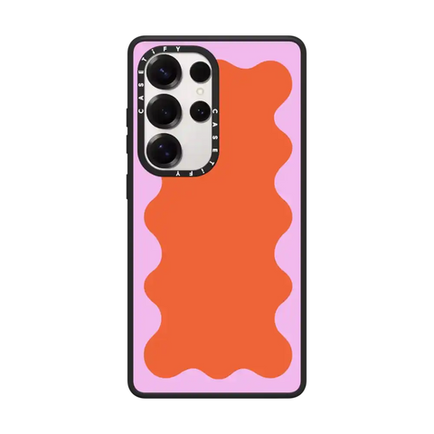 Pink Wavy Border on Orange