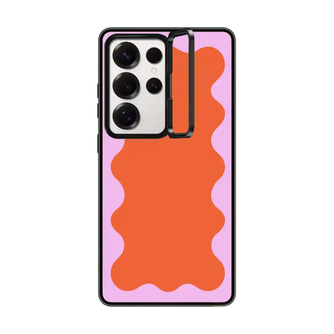 Pink Wavy Border on Orange