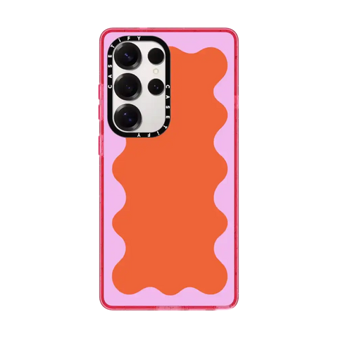 Pink Wavy Border on Orange