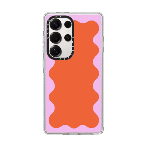 Pink Wavy Border on Orange