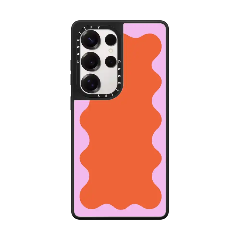 Pink Wavy Border on Orange