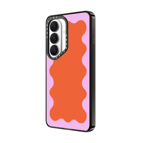 Pink Wavy Border on Orange