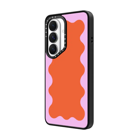 Pink Wavy Border on Orange