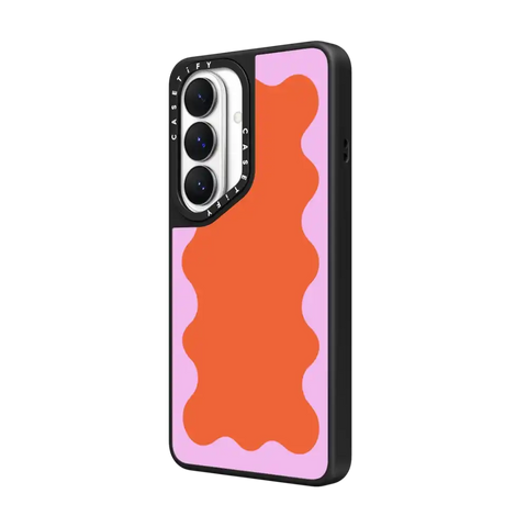 Pink Wavy Border on Orange