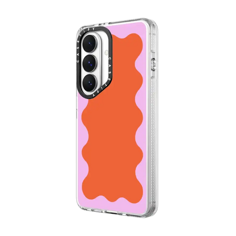 Pink Wavy Border on Orange