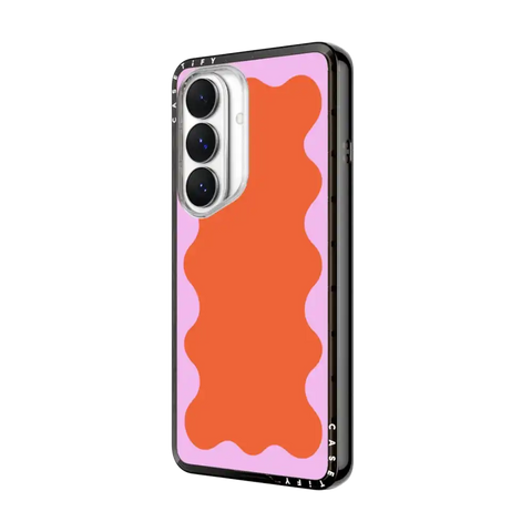 Pink Wavy Border on Orange
