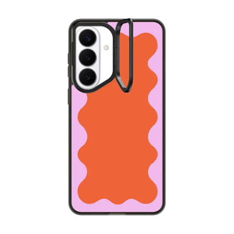 Pink Wavy Border on Orange