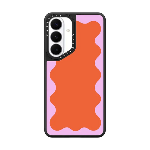 Pink Wavy Border on Orange