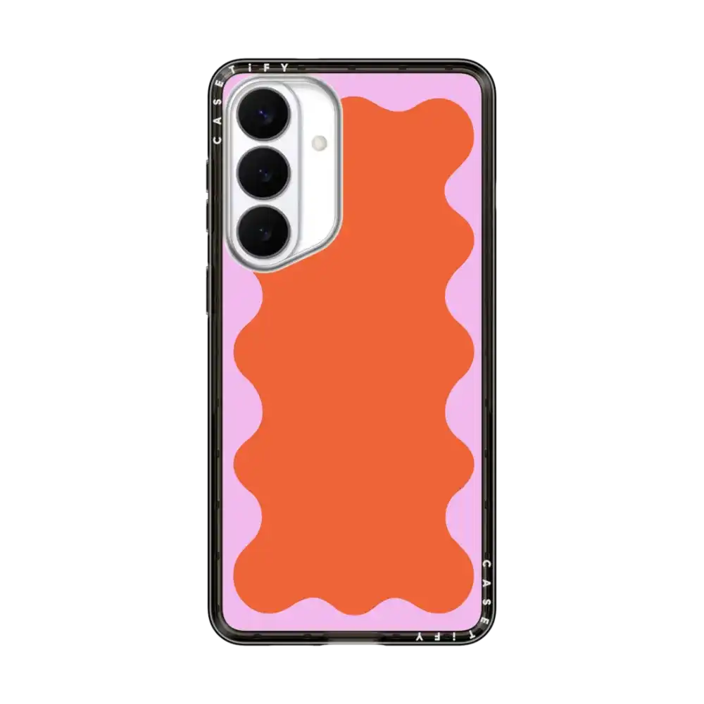 Pink Wavy Border on Orange