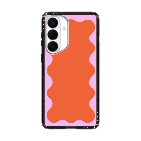 Pink Wavy Border on Orange