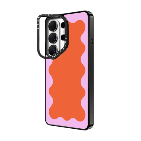Pink Wavy Border on Orange