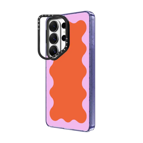 Pink Wavy Border on Orange