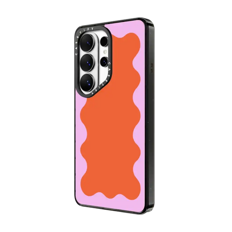 Pink Wavy Border on Orange