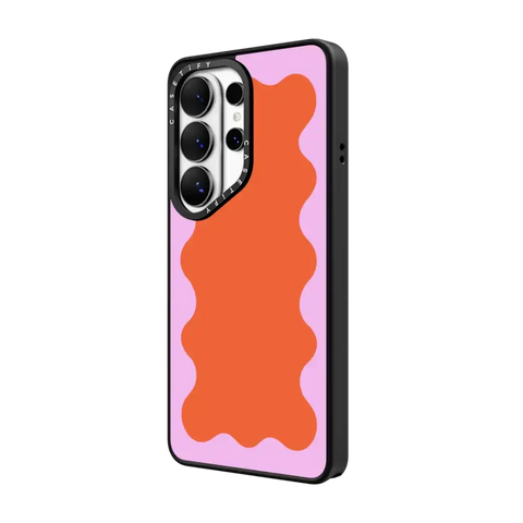 Pink Wavy Border on Orange
