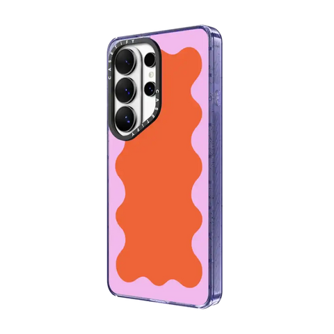 Pink Wavy Border on Orange