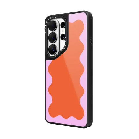 Pink Wavy Border on Orange