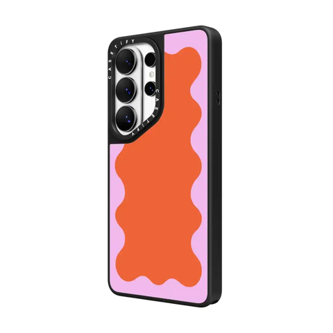 Pink Wavy Border on Orange