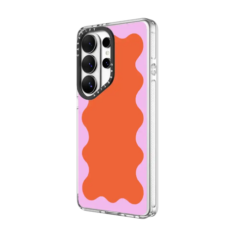 Pink Wavy Border on Orange