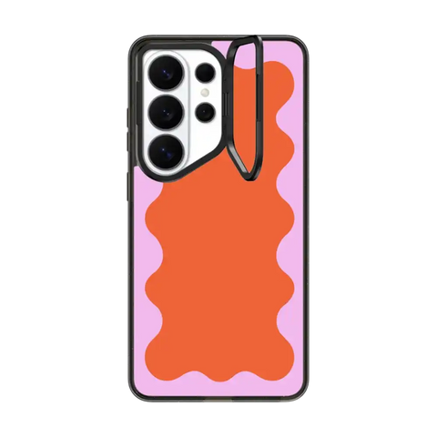 Pink Wavy Border on Orange