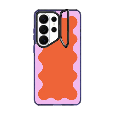 Pink Wavy Border on Orange