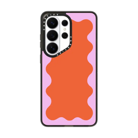 Pink Wavy Border on Orange
