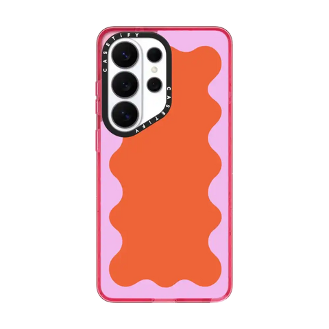 Pink Wavy Border on Orange