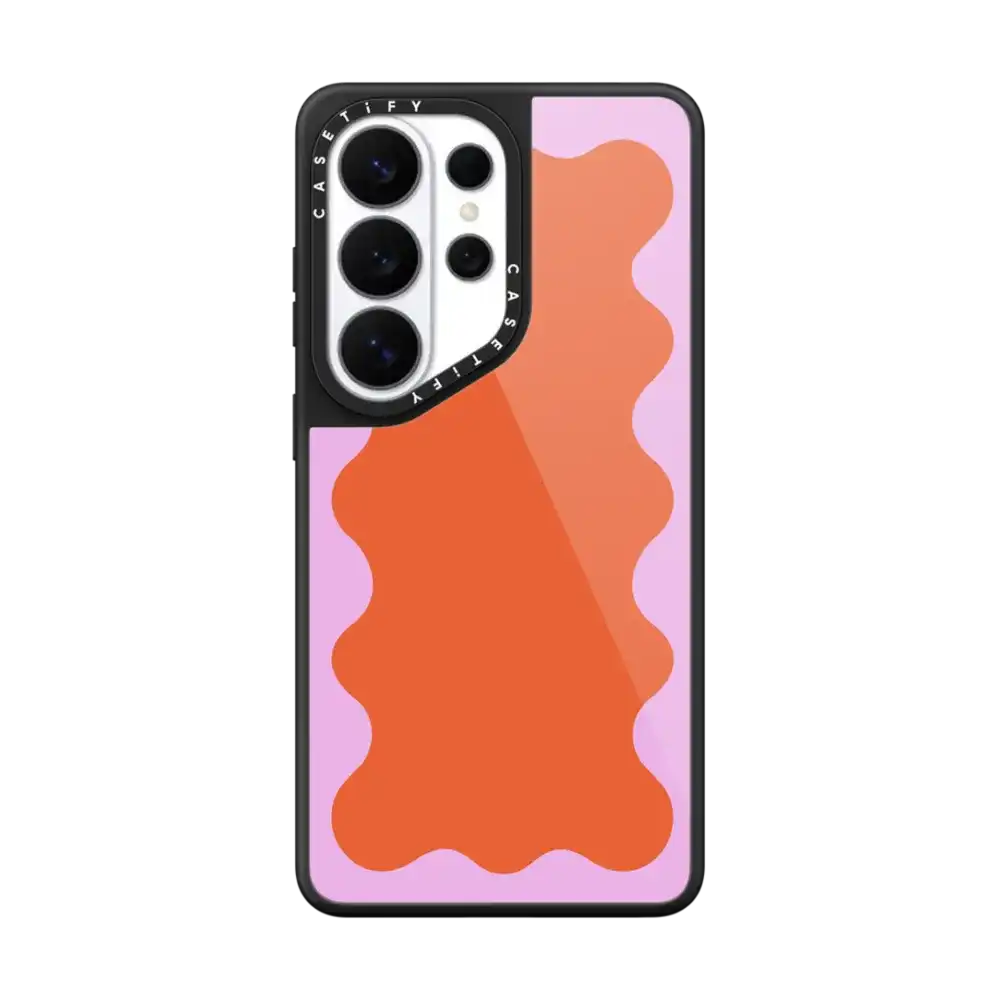 Pink Wavy Border on Orange