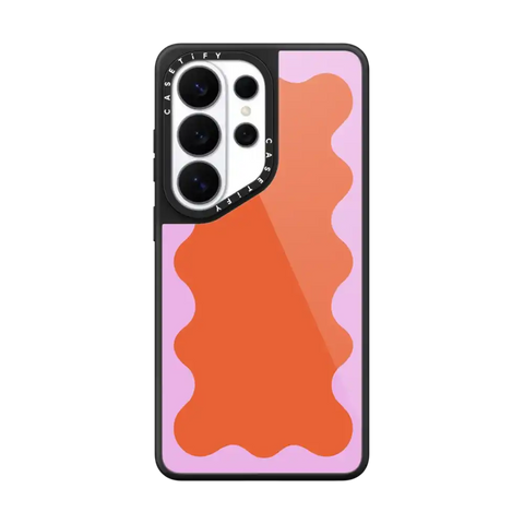 Pink Wavy Border on Orange