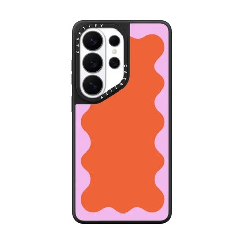 Pink Wavy Border on Orange