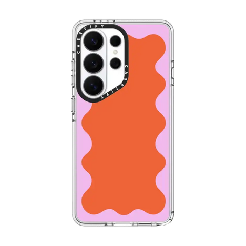Pink Wavy Border on Orange