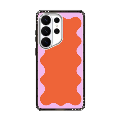 Pink Wavy Border on Orange