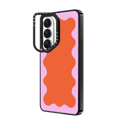 Pink Wavy Border on Orange