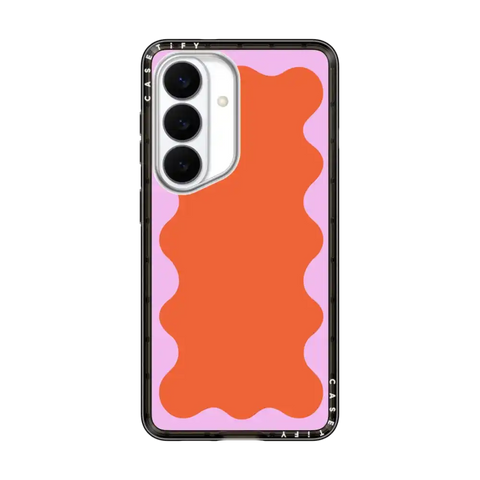 Pink Wavy Border on Orange