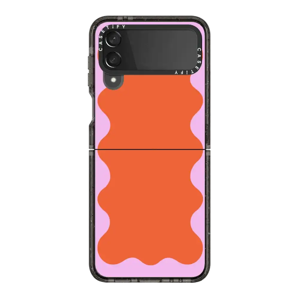 Pink Wavy Border on Orange
