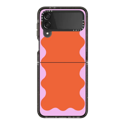 Pink Wavy Border on Orange