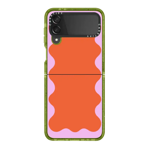 Pink Wavy Border on Orange