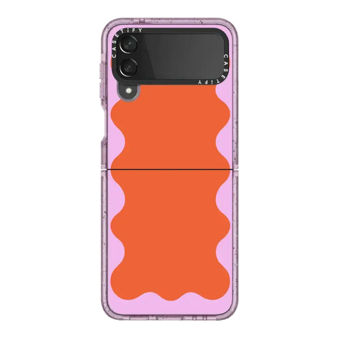 Pink Wavy Border on Orange
