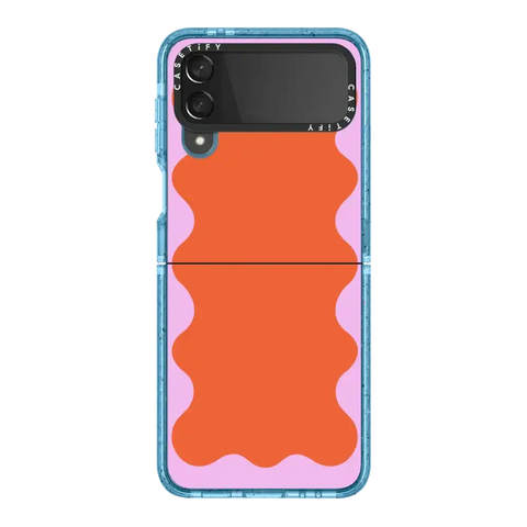 Pink Wavy Border on Orange