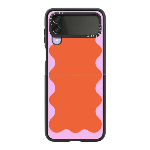 Pink Wavy Border on Orange