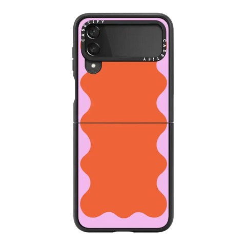 Pink Wavy Border on Orange